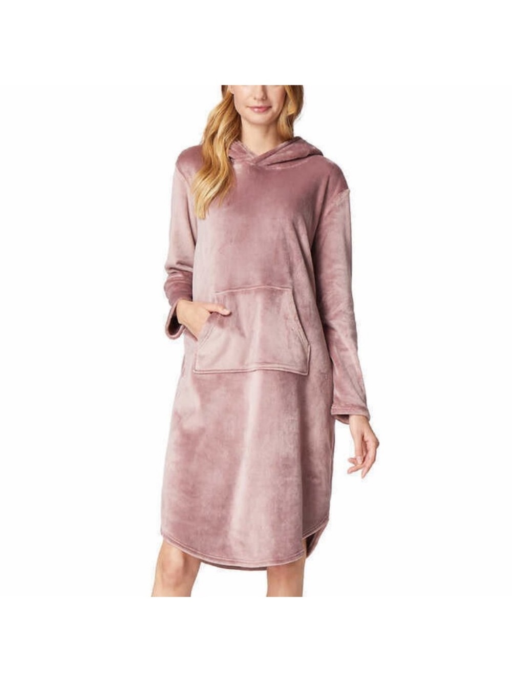 32 Degrees Plush Hooded Nightshirt in Mauve Pink